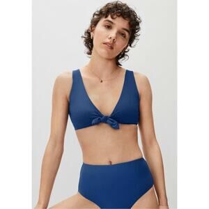 Everlane The Tie-Front Bikini Top in Blue Dusk M NWT